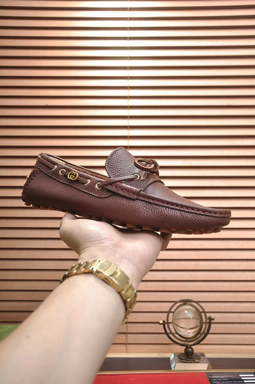 Men's Men's Shoes💰420💶【GUCCI】 (High-end Niuli) New 🍀Gucci*——Gucci Doudou Shoes! Made of imported original cowhide, the inner top layer is comfortable cowhide lining! Original wear-resistant rubber outsole! High quality products! Code number 38-44!